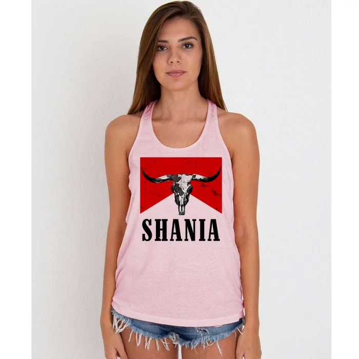 Shania Country Western Bull Women's Knotted Racerback Tank