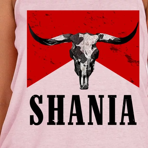 Shania Country Western Bull Women's Knotted Racerback Tank