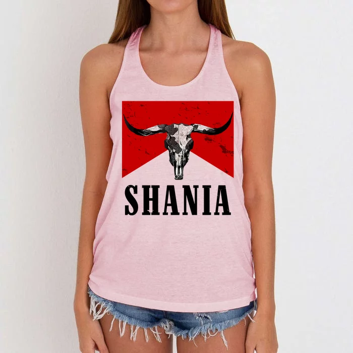 Shania Country Western Bull Women's Knotted Racerback Tank