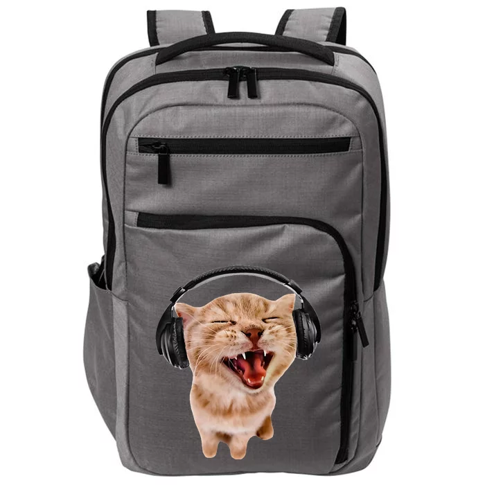 Silly Cat With Headphones Impact Tech Backpack