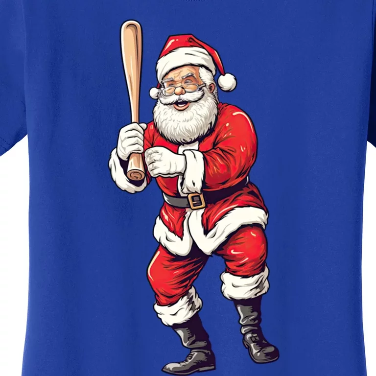 Santa Claus With Baseball Bat Christmas Baseball Lovers Cute Gift Women's T-Shirt