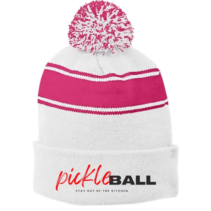 Stay Cool with this Pickleball Design Stripe Pom Pom Beanie