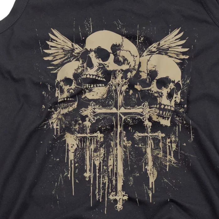 Skull Cross Wings Goth Alt Grunge Gothic Emo Aesthetic Tank Top