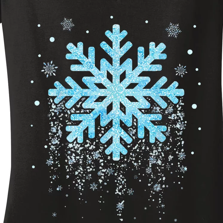 Snowflake Costume Winter Christmas Matching Women's V-Neck T-Shirt