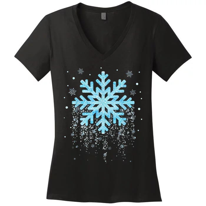 Snowflake Costume Winter Christmas Matching Women's V-Neck T-Shirt