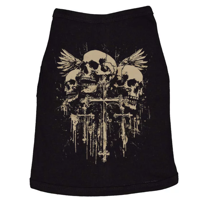 Skull Cross Wings Goth Alt Grunge Gothic Emo Aesthetic Doggie Tank