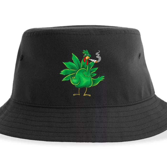 Smoking Cannabis Weed Turkey Funny Cannabis Hot Trending Sustainable Bucket Hat