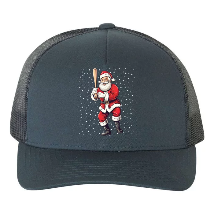 Santa Claus With Baseball Bat Christmas Baseball Player Xmas Gift Yupoong Adult 5-Panel Trucker Hat