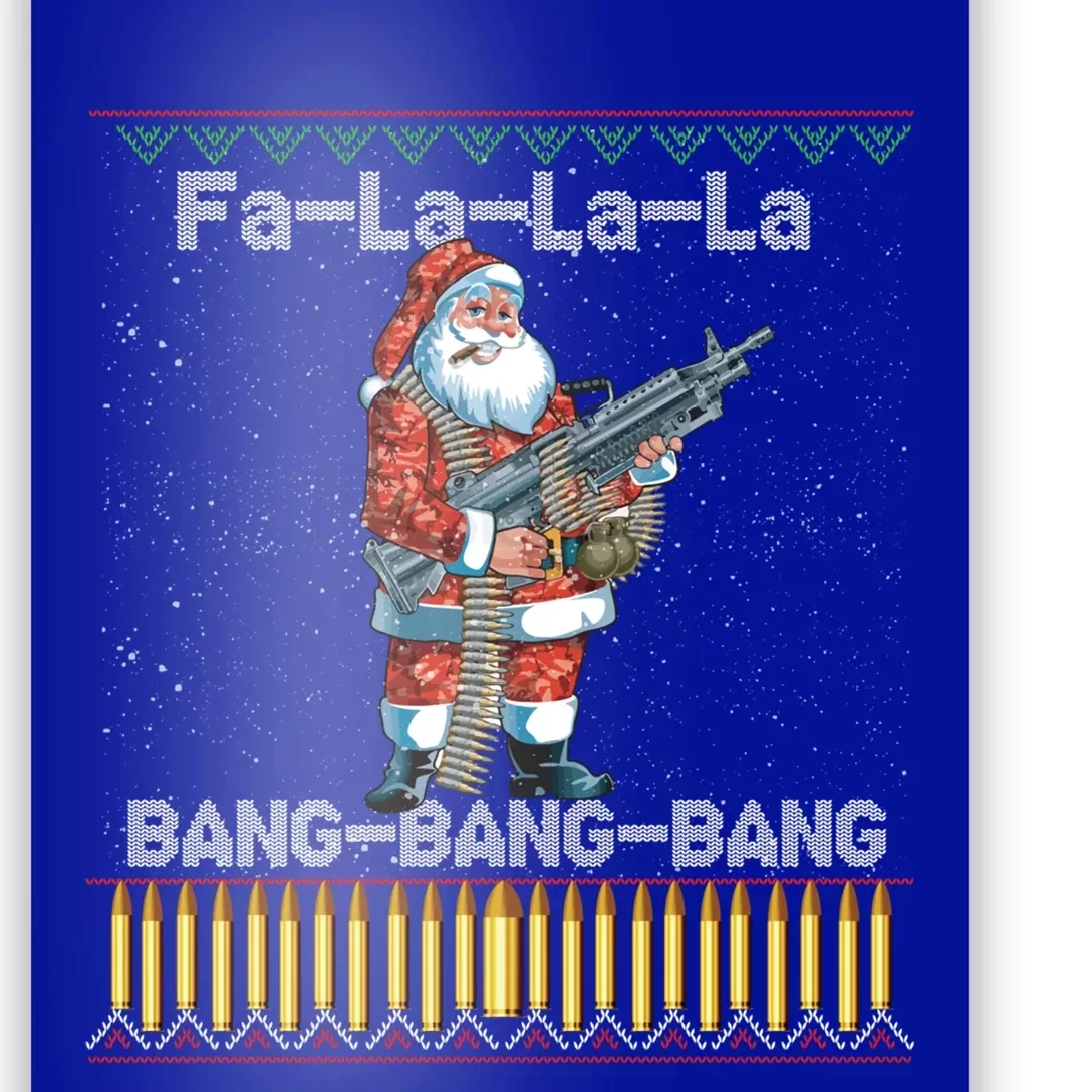 Santa Claus With A Big Gun Singing Christmas Song Funny Ugly Funny Gift Poster