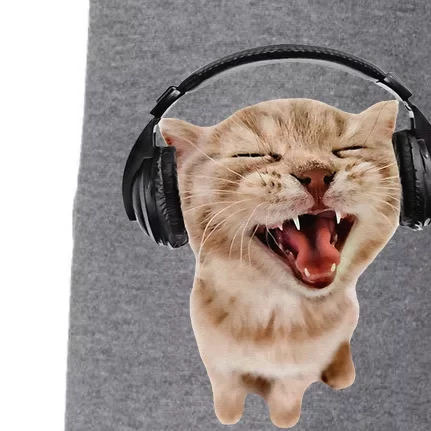 Silly Cat With Headphones Doggie 3-End Fleece Hoodie