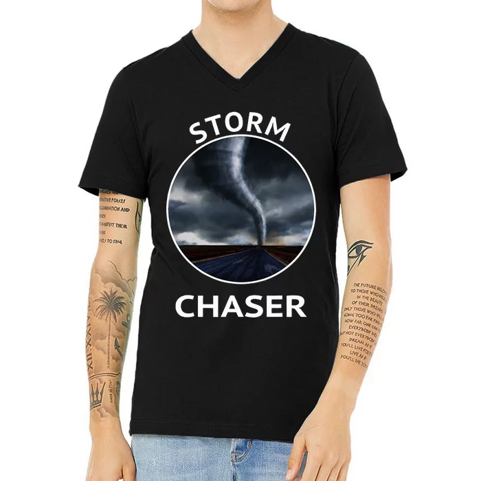 Storm Chaser Weather Tornado Hurricane Apparel V-Neck T-Shirt