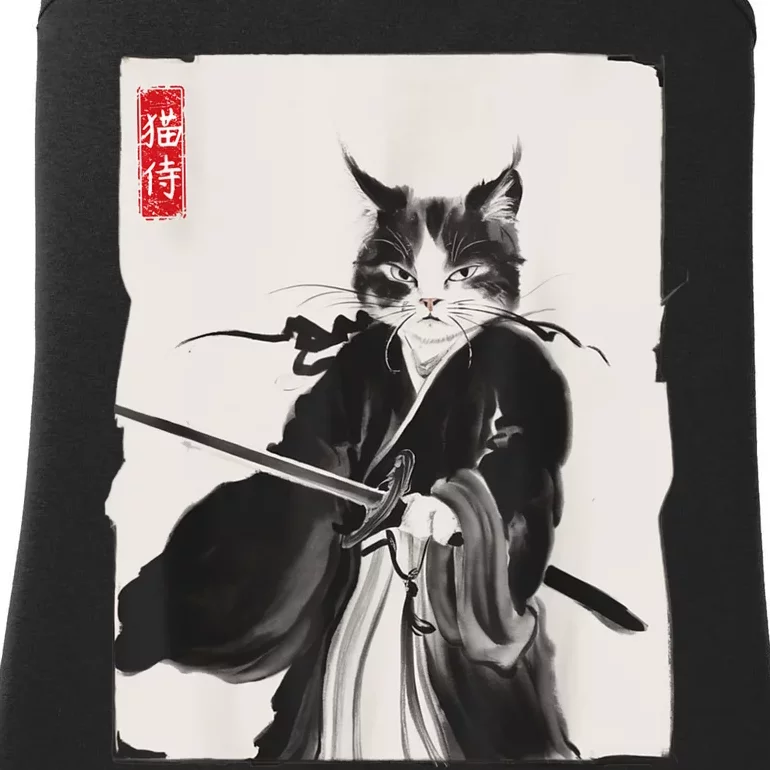 Samurai Cat Warrior Ink Art Funny Japanese Style Ladies Essential Tank