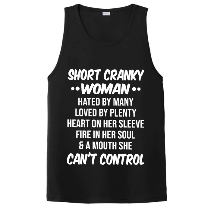 Short Cranky Woman Hated By Many Loved By Plenty Heart Performance Tank