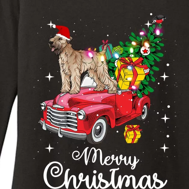 Soft Coated Wheaten Terrier Ride Red Truck Christmas Funny Gift Womens CVC Long Sleeve Shirt