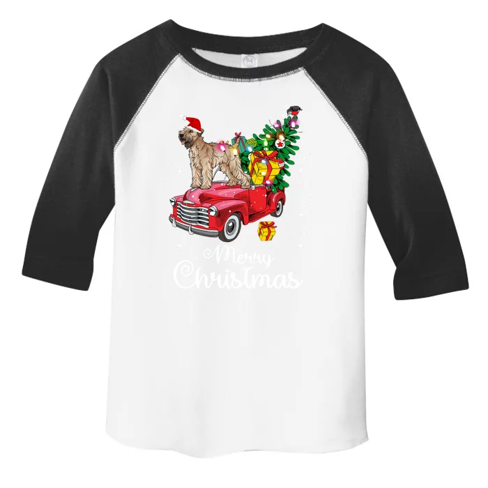 Soft Coated Wheaten Terrier Ride Red Truck Christmas Funny Gift Toddler Fine Jersey T-Shirt