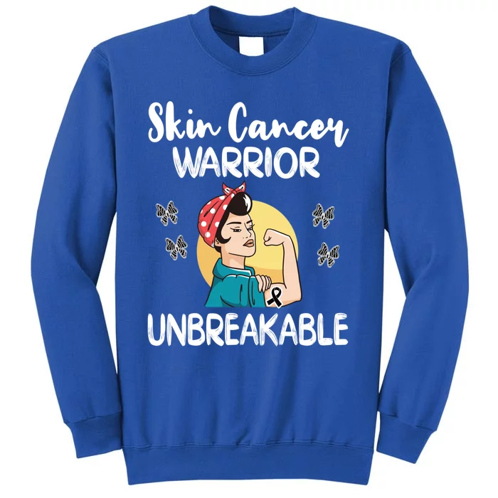 Skin Cancer Warrior Black Ribbon Melanoma Awareness Gift Tall Sweatshirt