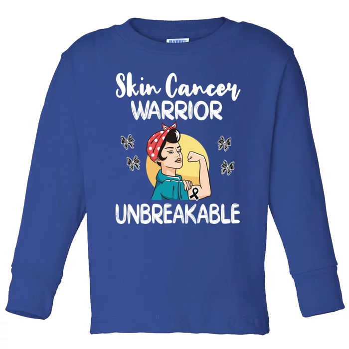 Skin Cancer Warrior Black Ribbon Melanoma Awareness Gift Toddler Long Sleeve Shirt