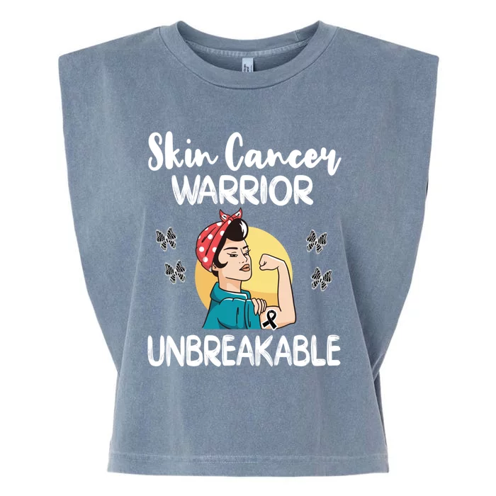 Skin Cancer Warrior Black Ribbon Melanoma Awareness Gift Garment-Dyed Women's Muscle Tee