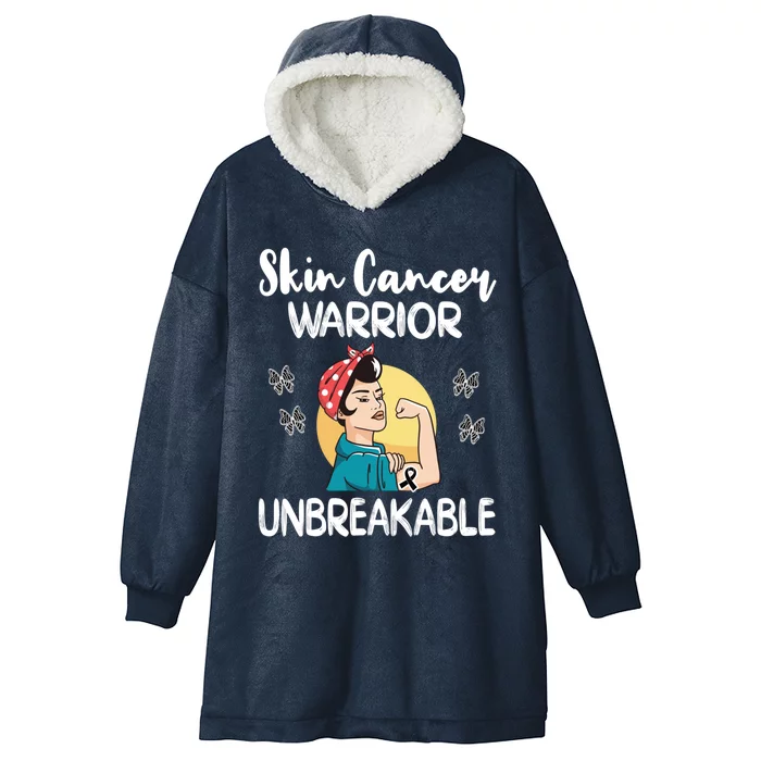 Skin Cancer Warrior Black Ribbon Melanoma Awareness Gift Hooded Wearable Blanket