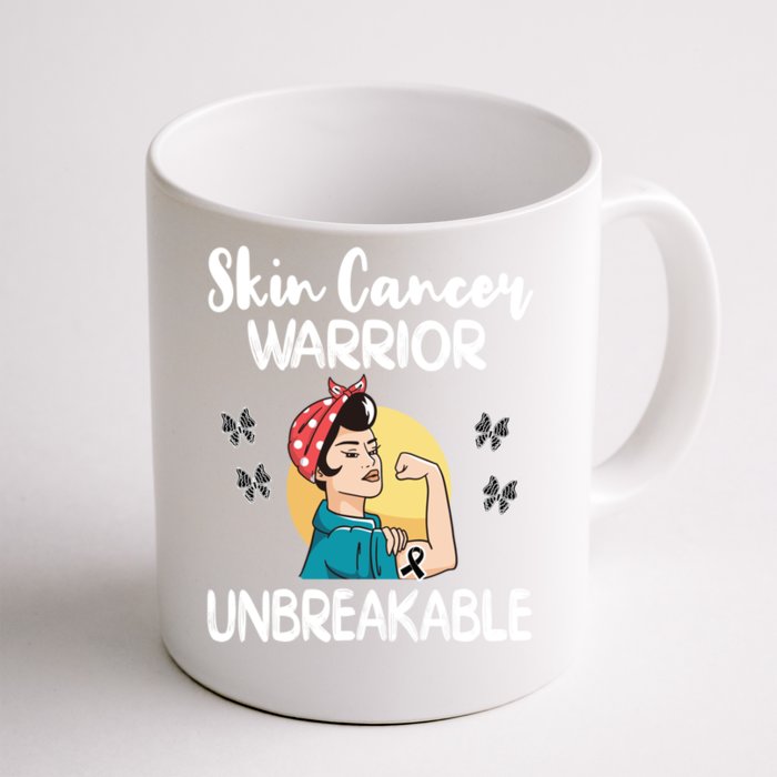 Skin Cancer Warrior Black Ribbon Melanoma Awareness Gift Front & Back Coffee Mug