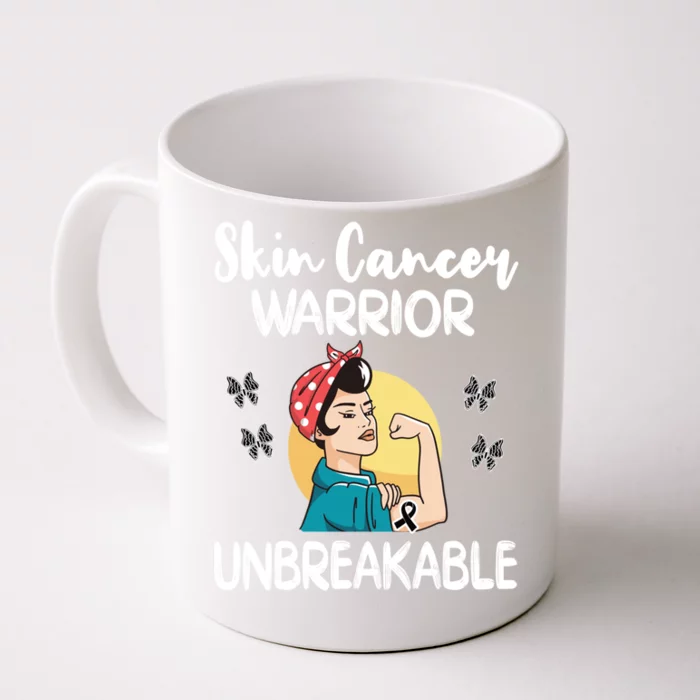 Skin Cancer Warrior Black Ribbon Melanoma Awareness Gift Front & Back Coffee Mug