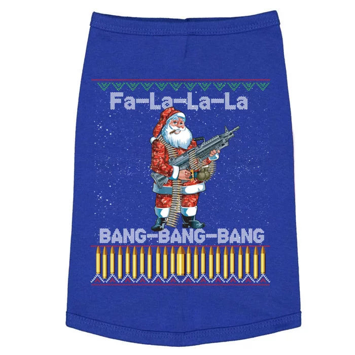 Santa Claus With A Big Gun Singing Christmas Song Funny Ugly Gift Doggie Tank