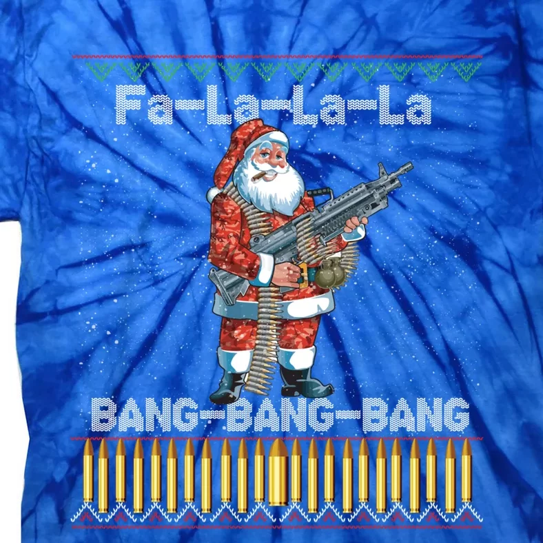 Santa Claus With A Big Gun Singing Christmas Song Funny Ugly Gift Tie-Dye T-Shirt