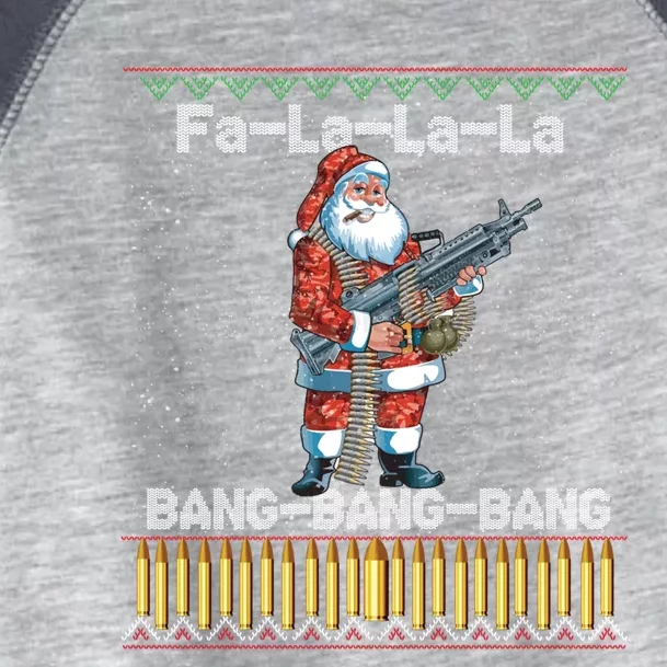 Santa Claus With A Big Gun Singing Christmas Song Funny Ugly Gift Toddler Fine Jersey T-Shirt