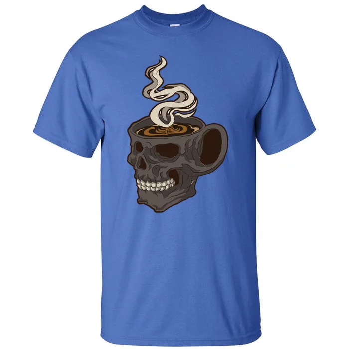 Scull Cup With Coffee Skeleton Gift Tall T-Shirt