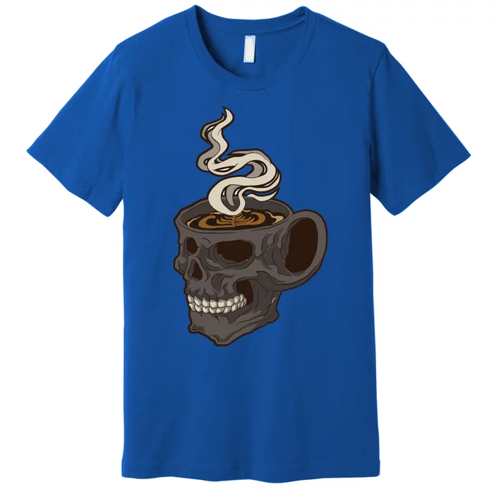 Scull Cup With Coffee Skeleton Gift Premium T-Shirt