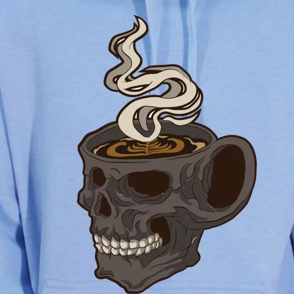 Scull Cup With Coffee Skeleton Gift Unisex Surf Hoodie