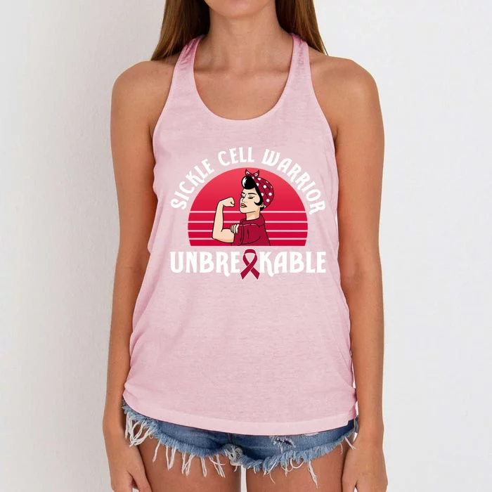 Sickle Cell Warrior Unbreakable Gift Women's Knotted Racerback Tank