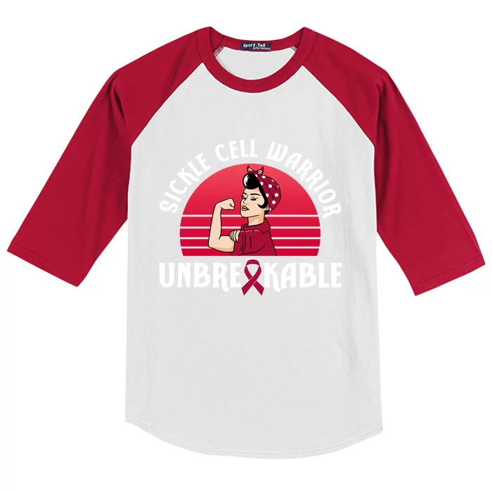 Sickle Cell Warrior Unbreakable Gift Kids Colorblock Raglan Jersey