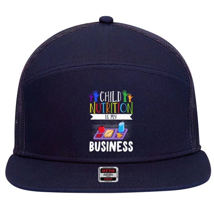 School Cafeteria Worker Lunch Lady Food Tray Child Nutrition 7 Panel Mesh Trucker Snapback Hat