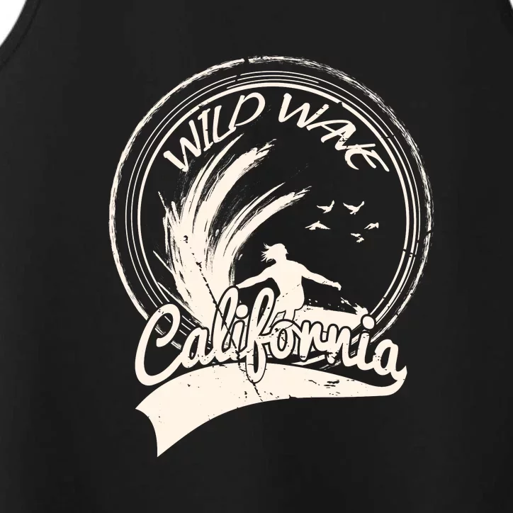 Surfing California Wild Wave Surf Gift Performance Tank