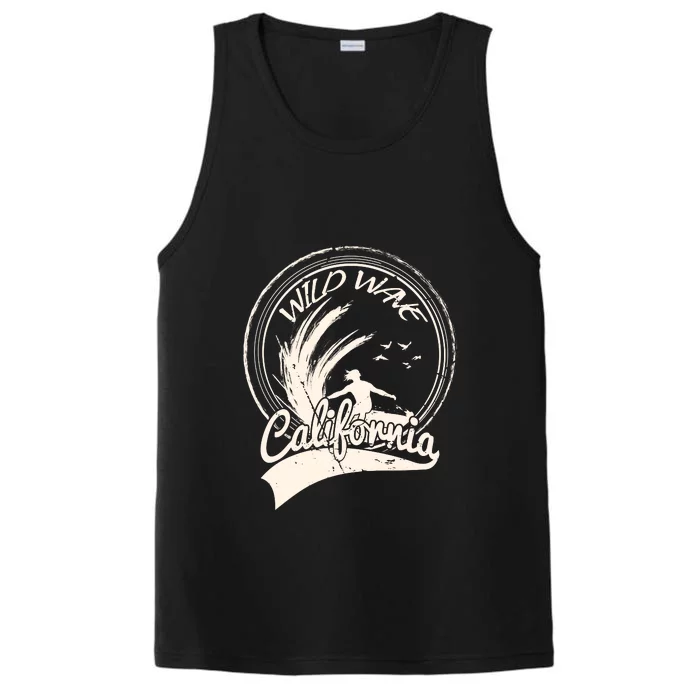 Surfing California Wild Wave Surf Gift Performance Tank