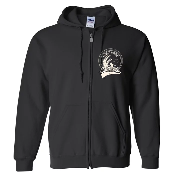 Surfing California Wild Wave Surf Gift Full Zip Hoodie