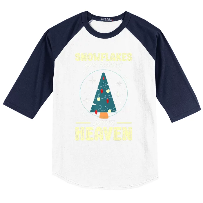 Santa Claus Xmas Snowflakes Are Kisses From Heaven Christmas Baseball Sleeve Shirt