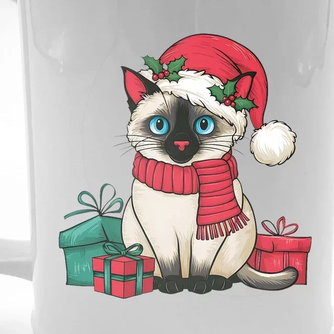 Siamese Cat Xmas Holiday Santa Siamese Cat Christmas Front & Back Beer Stein