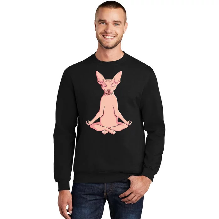 Sphynx Cat Yoga Meditation Breeder Hairless Pet Lover Tall Sweatshirt