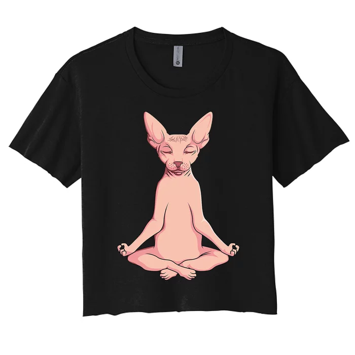 Sphynx Cat Yoga Meditation Breeder Hairless Pet Lover Women's Crop Top Tee