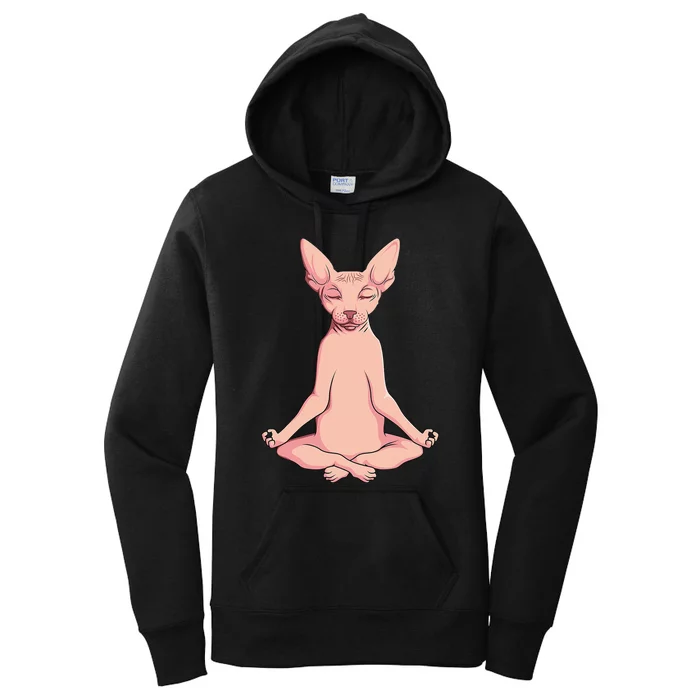 Sphynx Cat Yoga Meditation Breeder Hairless Pet Lover Women's Pullover Hoodie