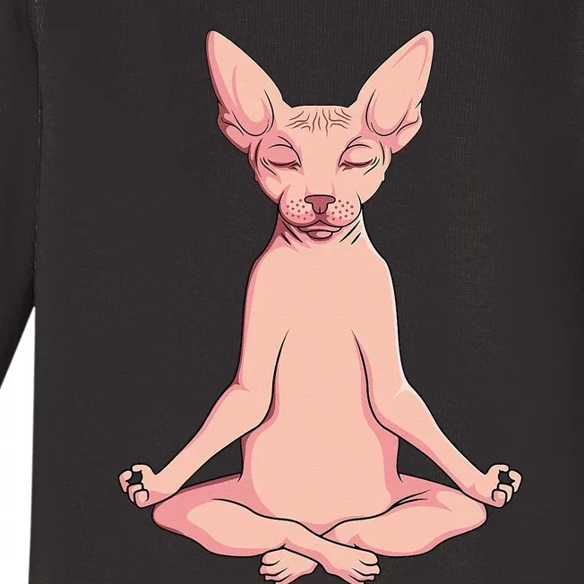 Sphynx Cat Yoga Meditation Breeder Hairless Pet Lover Baby Long Sleeve Bodysuit