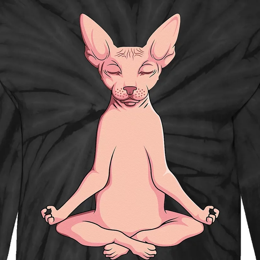 Sphynx Cat Yoga Meditation Breeder Hairless Pet Lover Tie-Dye Long Sleeve Shirt