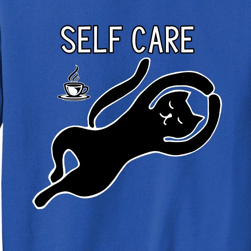 Self Care Yoga Cartoon Cat Tall Sweatshirt