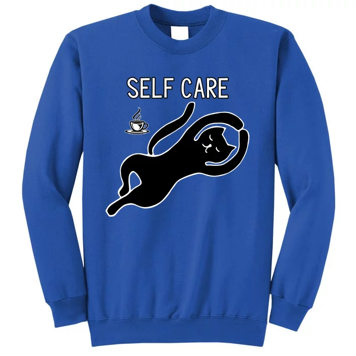 Self Care Yoga Cartoon Cat Tall Sweatshirt