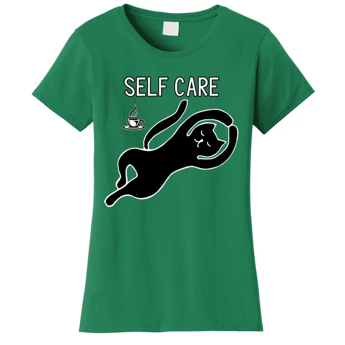 Self Care Yoga Cartoon Cat Women's T-Shirt