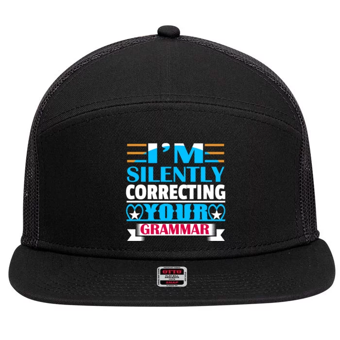 Silently Correcting Your Grammar 7 Panel Mesh Trucker Snapback Hat