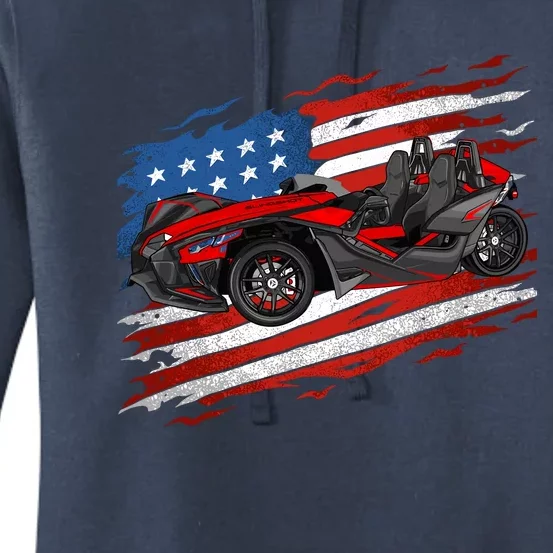 Slingshot Driver 4th Of July Slingshot American Flag Women's Pullover Hoodie