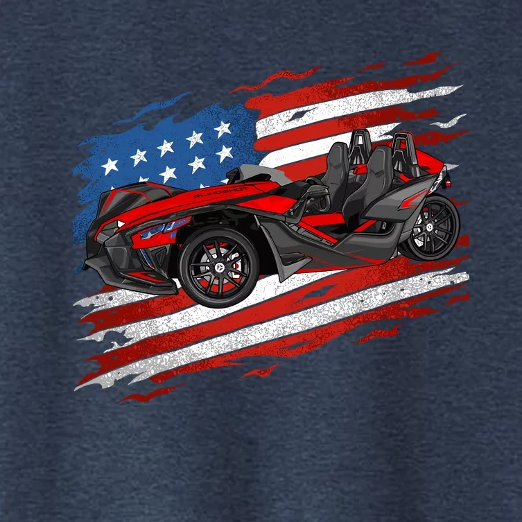 Slingshot Driver 4th Of July Slingshot American Flag Women's Crop Top Tee